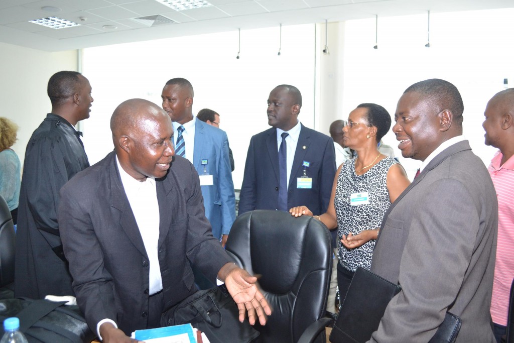 First Counsellor and Head of Burundi Liaison Office Arusha, Mr. Amos Gerson Ndimurwanko (R) with the Representative of the Attorney General of the Republic of Burundi Mr. Nestror Kayobera (L)