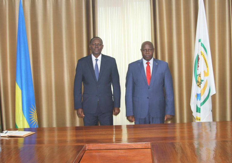 The Judge President Nestor Kayobera (Right) with the Chief Justice of Rwanda Justice Dr Faustin Ntezilyayo (Left)